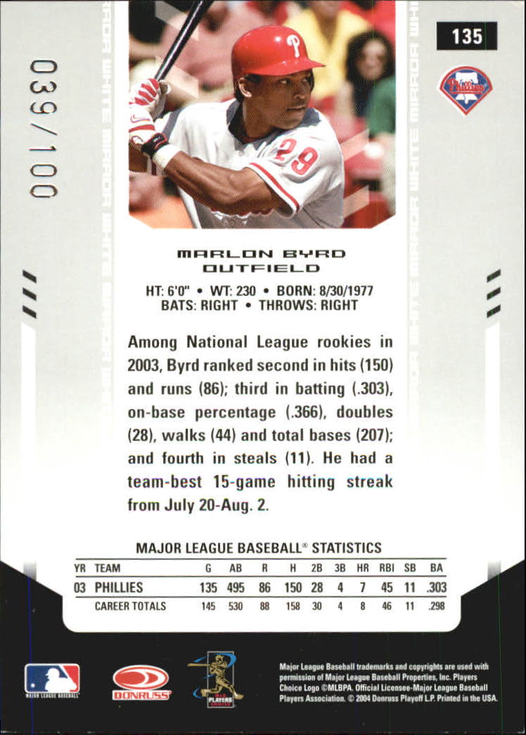 2004 Leaf Certified Materials Baseball "Mirror White" Parallel Cards - Picture 26 of 46