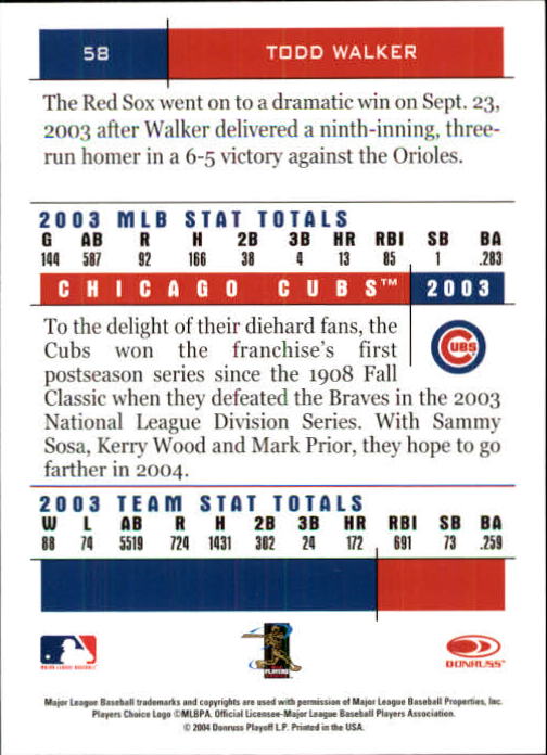 2004 Donruss Team Heroes Baseball "Main Set" Cards - Picture 15 of 105