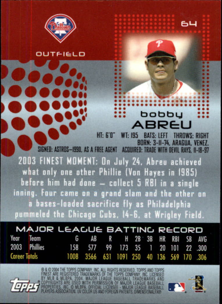 2004 Finest Baseball (Pick Card From List) C133 - Picture 37 of 53