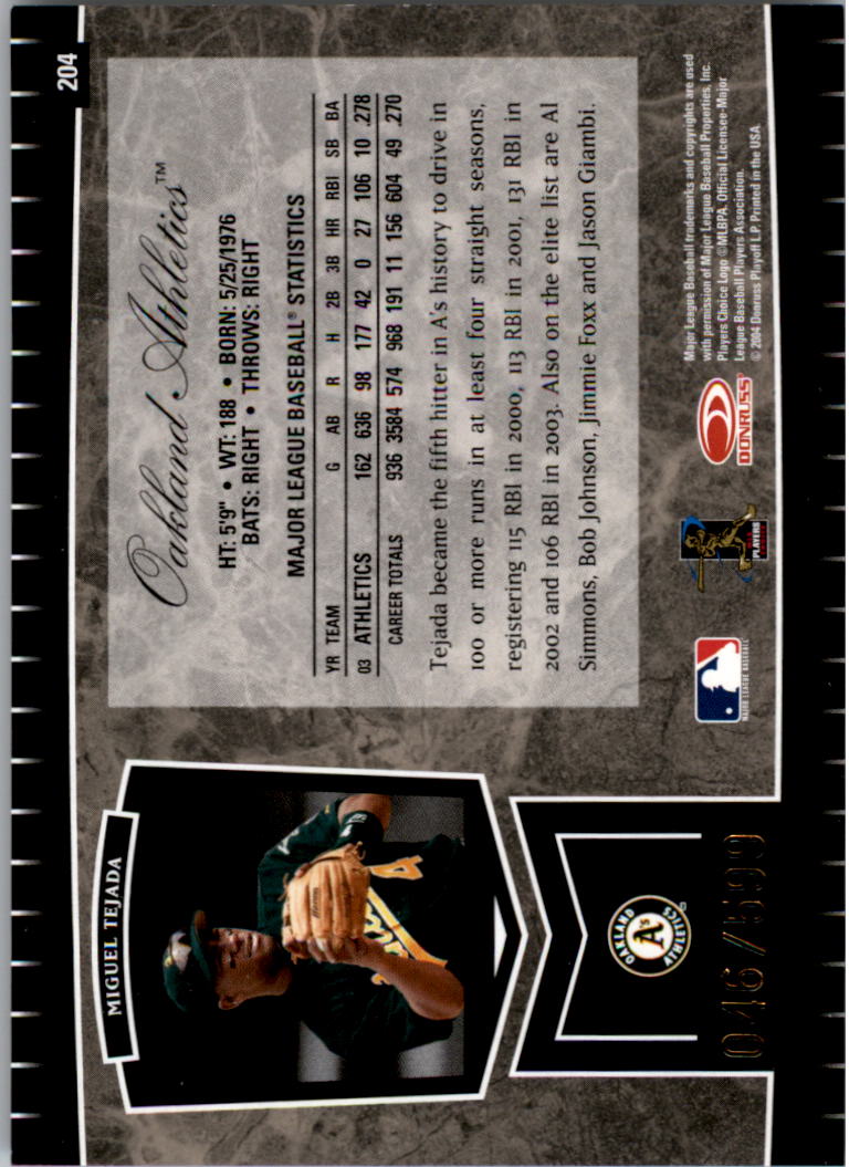 2004 Leaf Certified Cuts Baseball "Main Set" Base Cards #1 to #293 - Picture 261 of 272