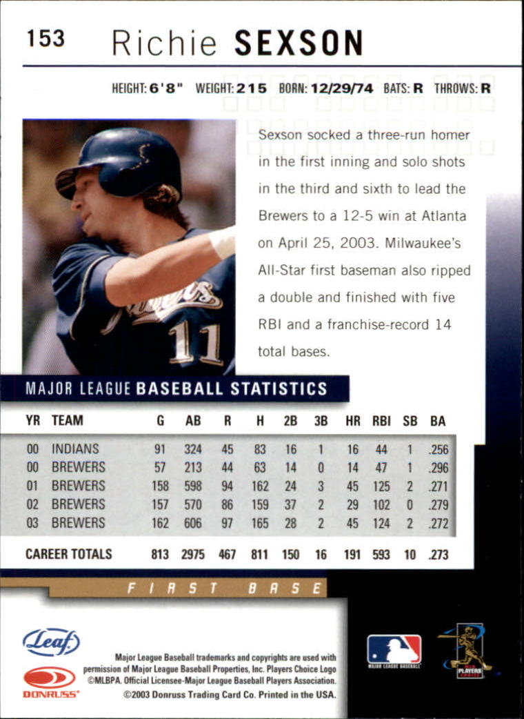 2004 Leaf Baseball "Main Set" Cards #151 to #301 - Picture 7 of 297