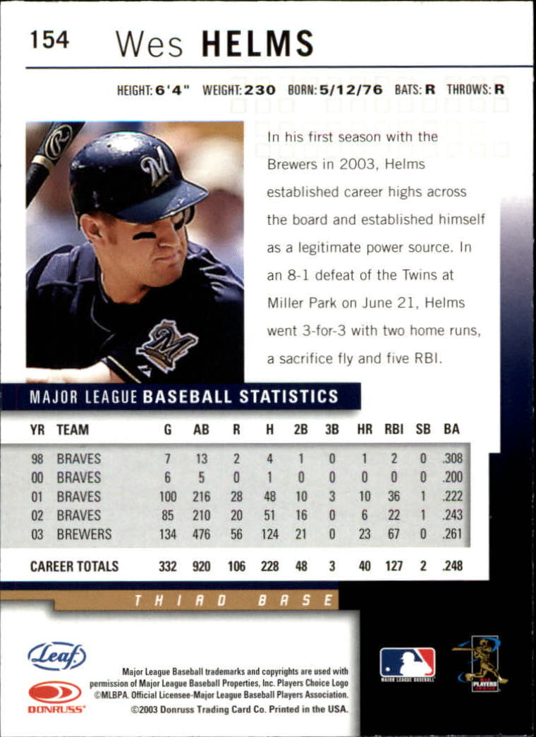 2004 Leaf Baseball "Main Set" Cards #151 to #301 - Picture 9 of 297