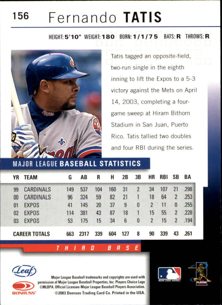 2004 Leaf Baseball "Main Set" Cards #151 to #301 - Picture 13 of 297