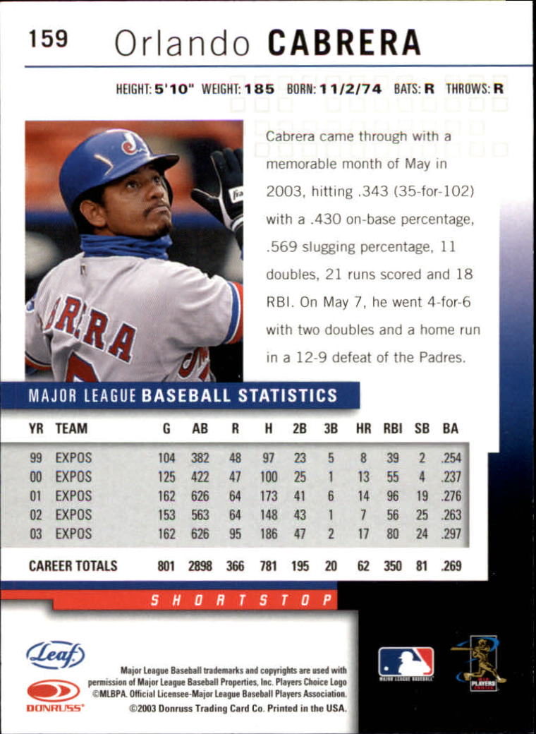 2004 Leaf Baseball "Main Set" Cards #151 to #301 - Picture 19 of 297