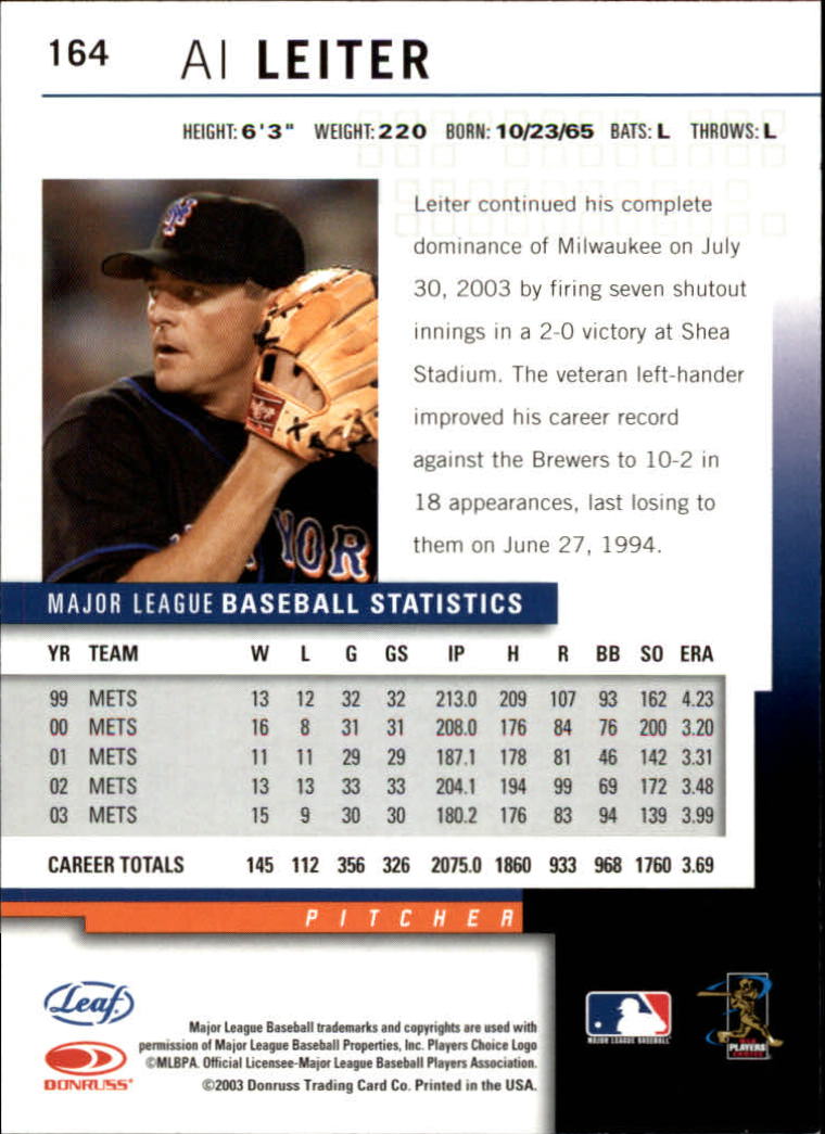 2004 Leaf Baseball "Main Set" Cards #151 to #301 - Picture 29 of 297