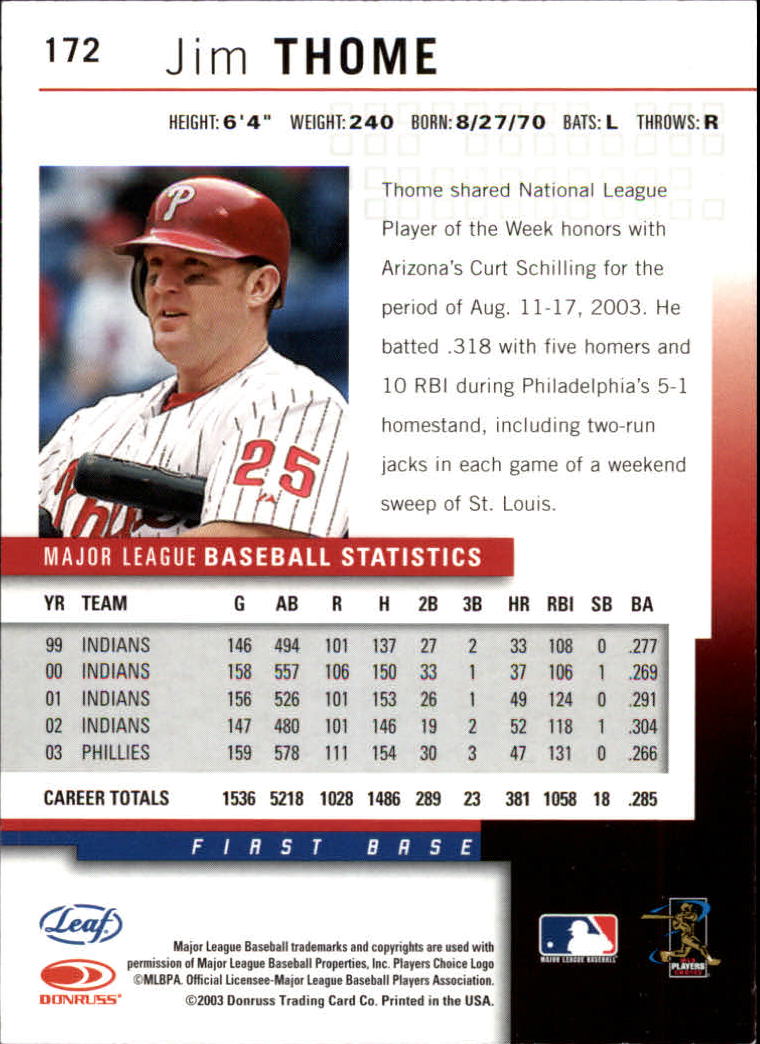 2004 Leaf Baseball "Main Set" Cards #151 to #301 - Picture 45 of 297
