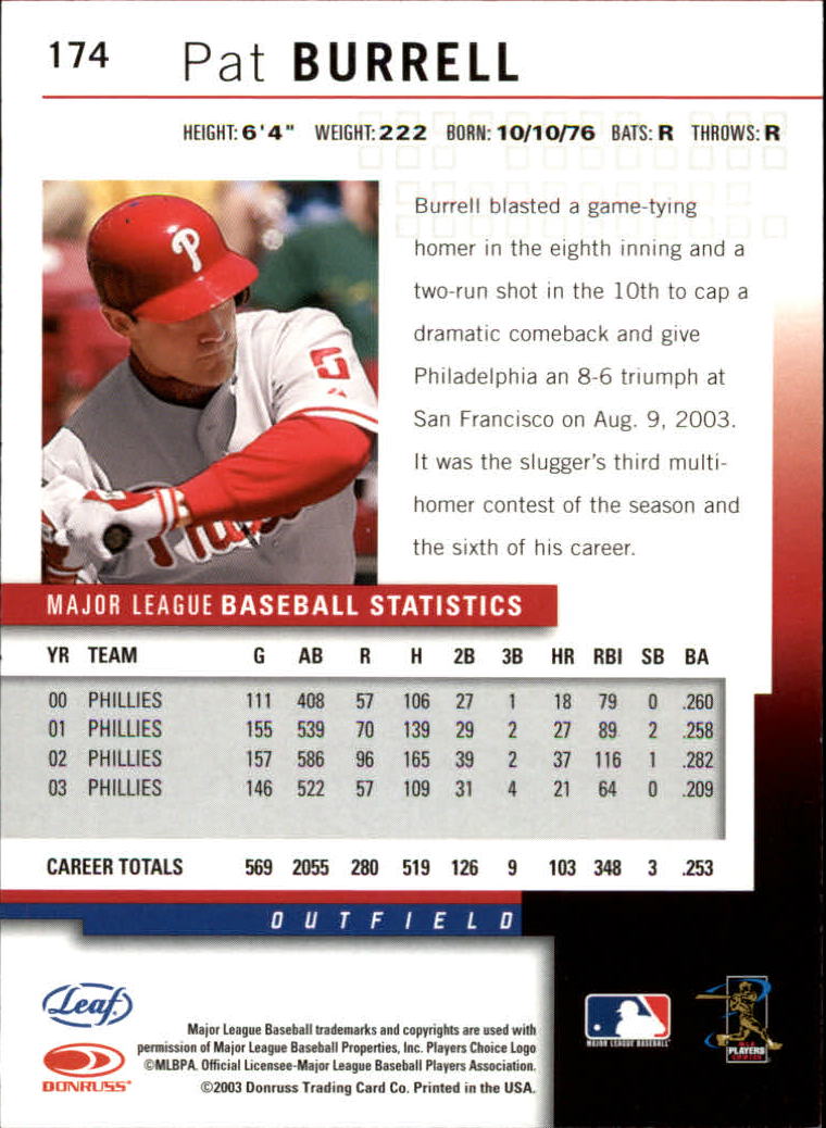 2004 Leaf Baseball "Main Set" Cards #151 to #301 - Picture 49 of 297