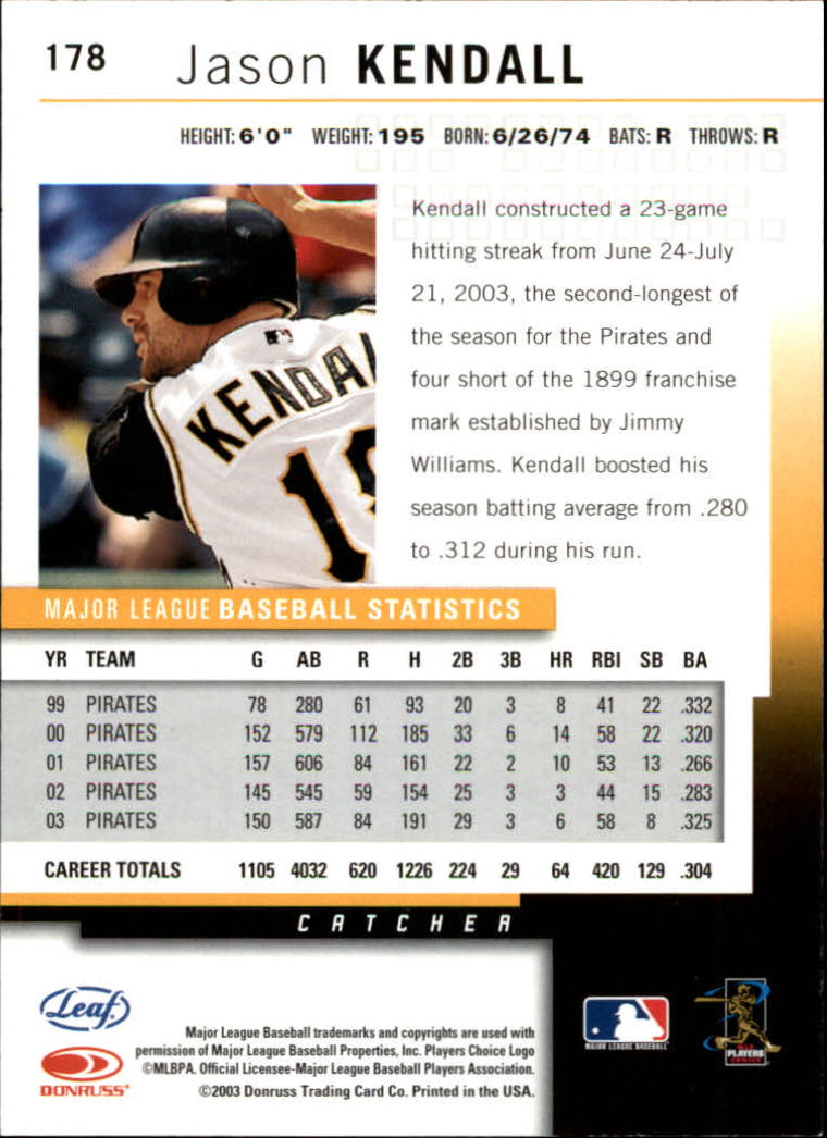 2004 Leaf Baseball "Main Set" Cards #151 to #301 - Picture 57 of 297