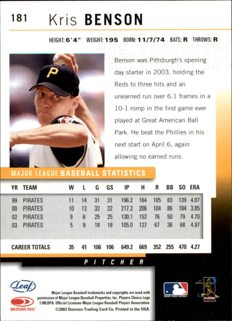 2004 Leaf Baseball "Main Set" Cards #151 to #301 - Picture 63 of 297