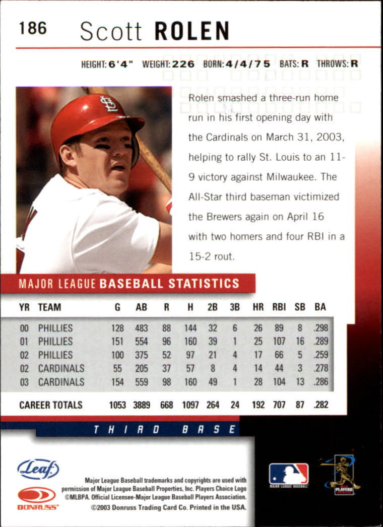 2004 Leaf Baseball "Main Set" Cards #151 to #301 - Picture 73 of 297