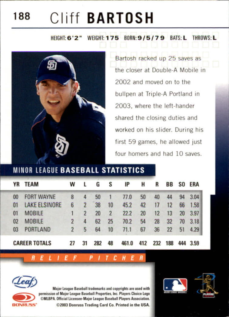 2004 Leaf Baseball "Main Set" Cards #151 to #301 - Picture 77 of 297