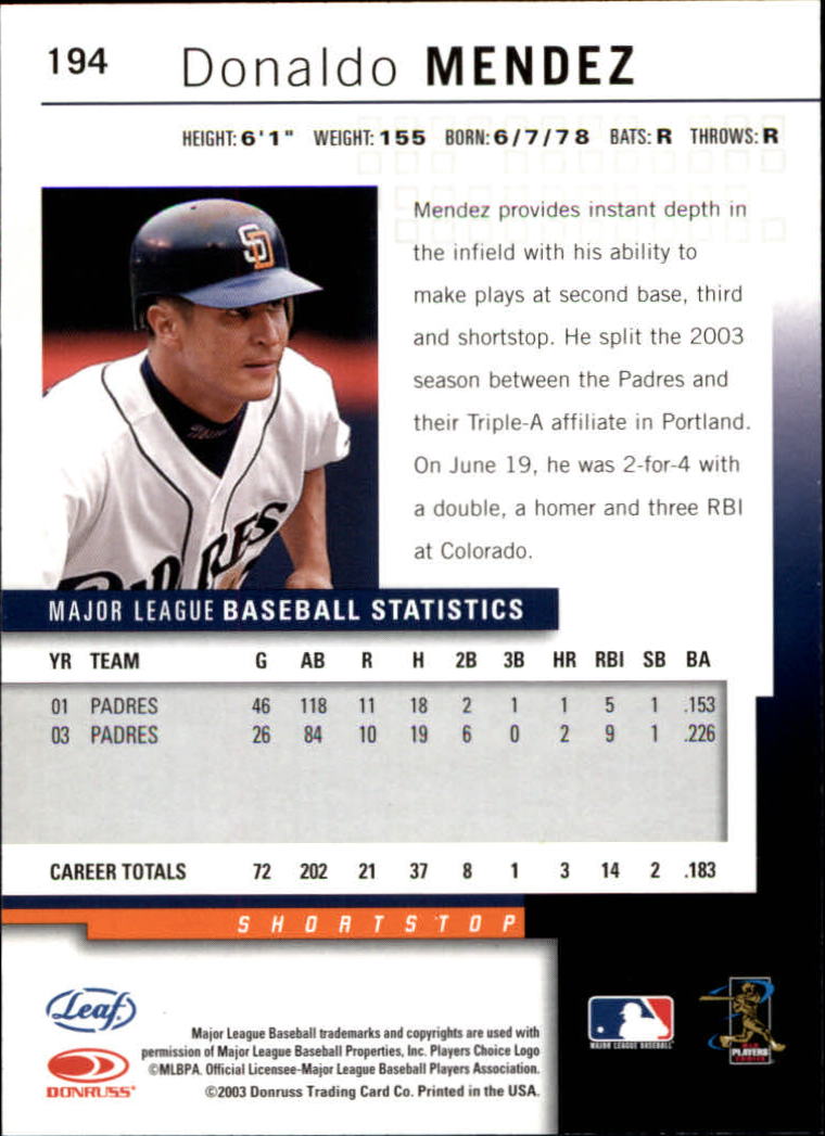2004 Leaf Baseball "Main Set" Cards #151 to #301 - Picture 89 of 297