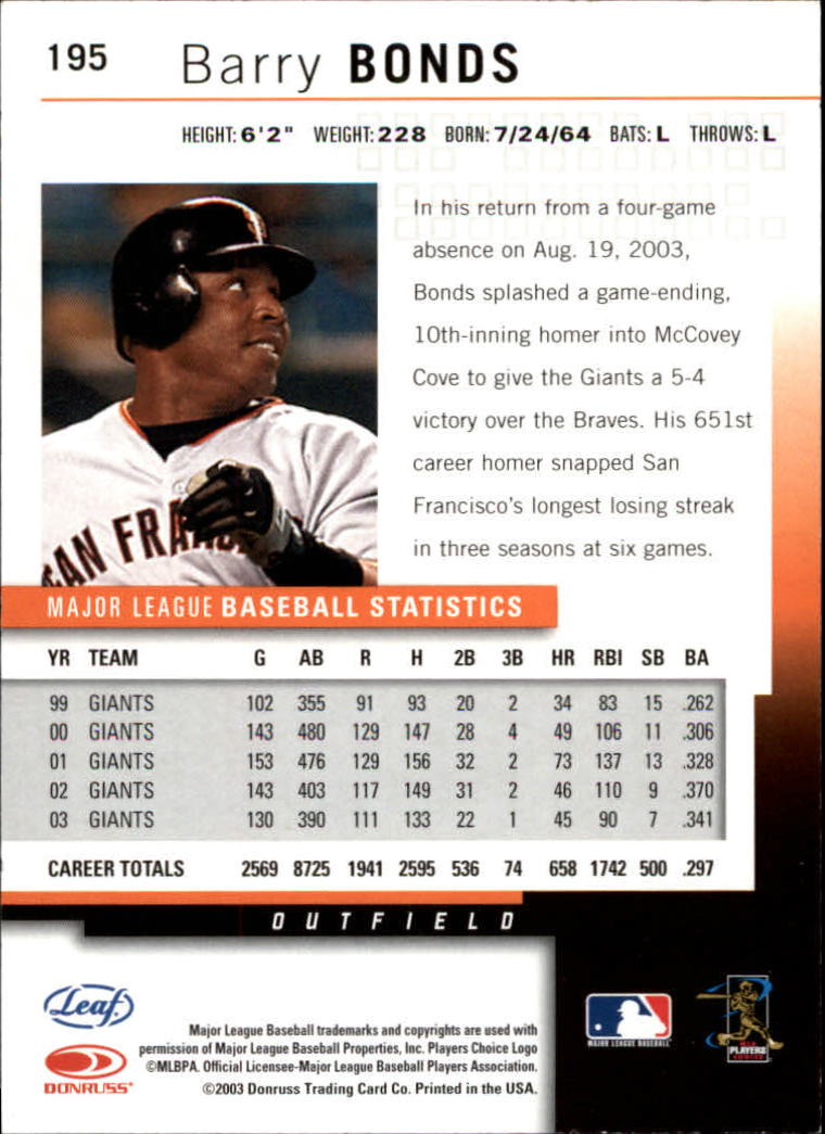 2004 Leaf Baseball "Main Set" Cards #151 to #301 - Picture 91 of 297