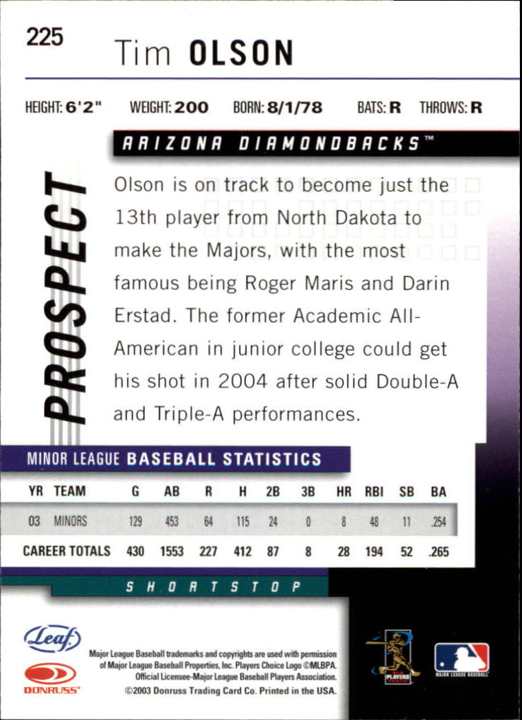 2004 Leaf Baseball "Main Set" Cards #151 to #301 - Picture 149 of 297