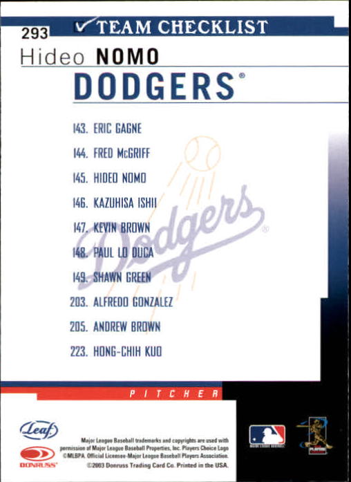 2004 Leaf Baseball "Main Set" Cards #151 to #301 - Picture 281 of 297