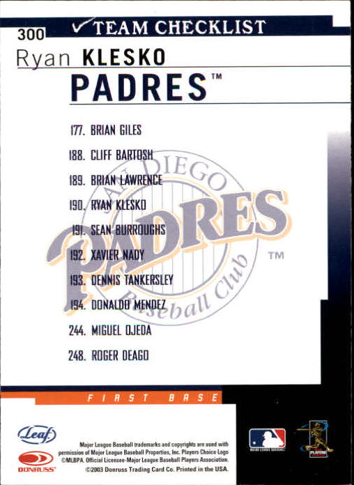 2004 Leaf Baseball (Pick Card From List) C134 - Picture 107 of 107