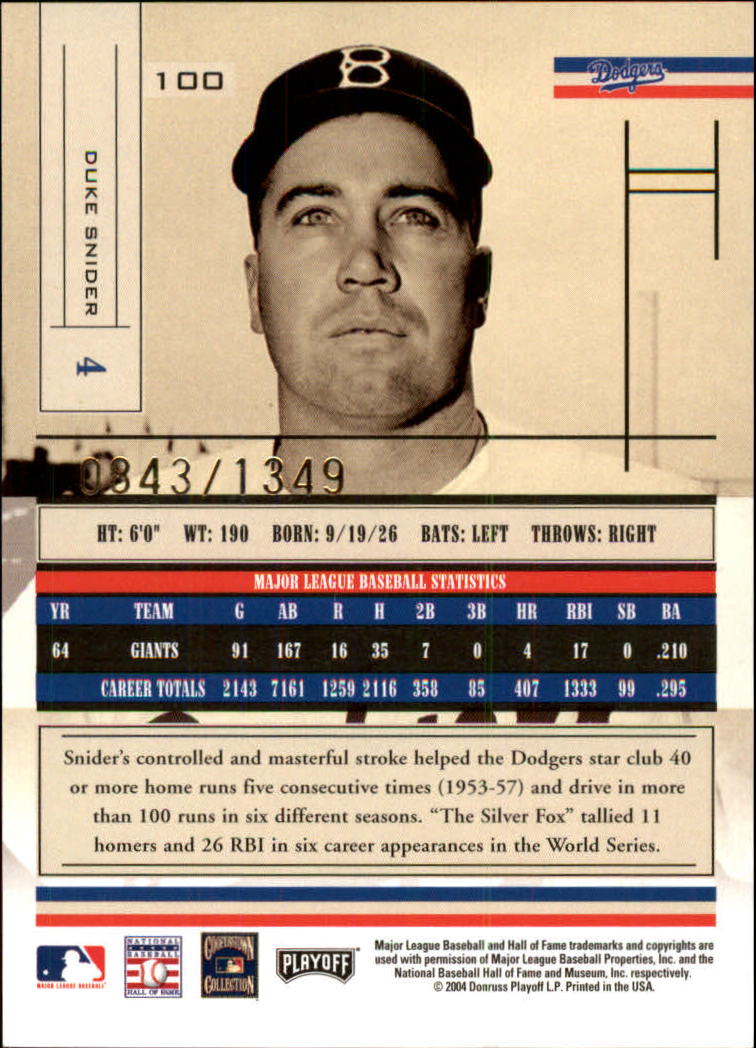 2004 Absolute Memorabilia Baseball "Main Set" Hobby Cards #1 to #250 - Picture 171 of 366