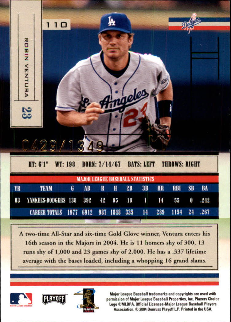 2004 Absolute Memorabilia Baseball "Main Set" Hobby Cards #1 to #250 - Picture 187 of 366