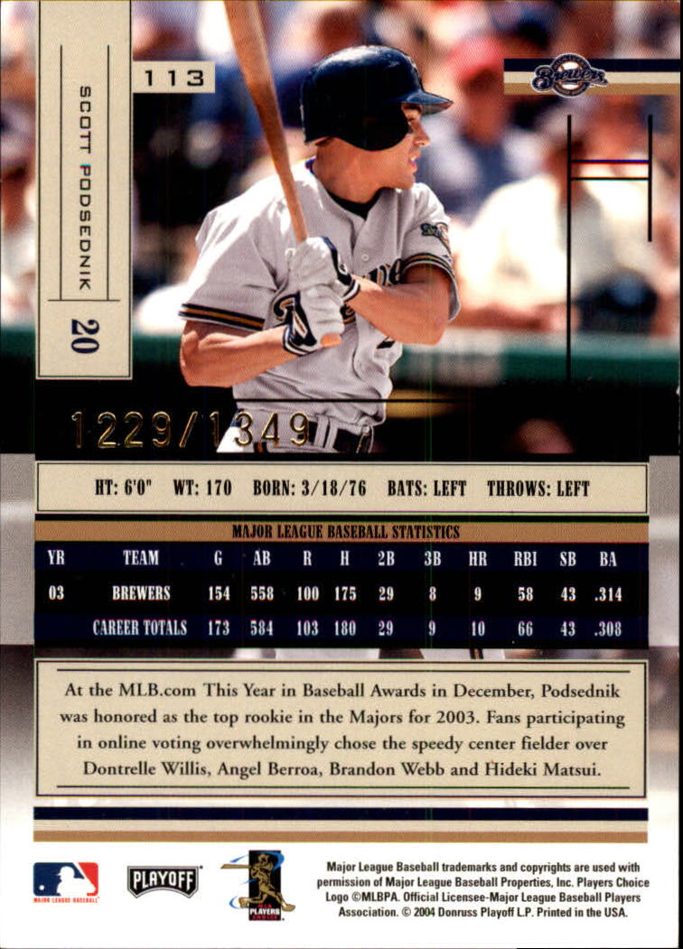 2004 Absolute Memorabilia Baseball "Main Set" Hobby Cards #1 to #250 - Picture 193 of 366