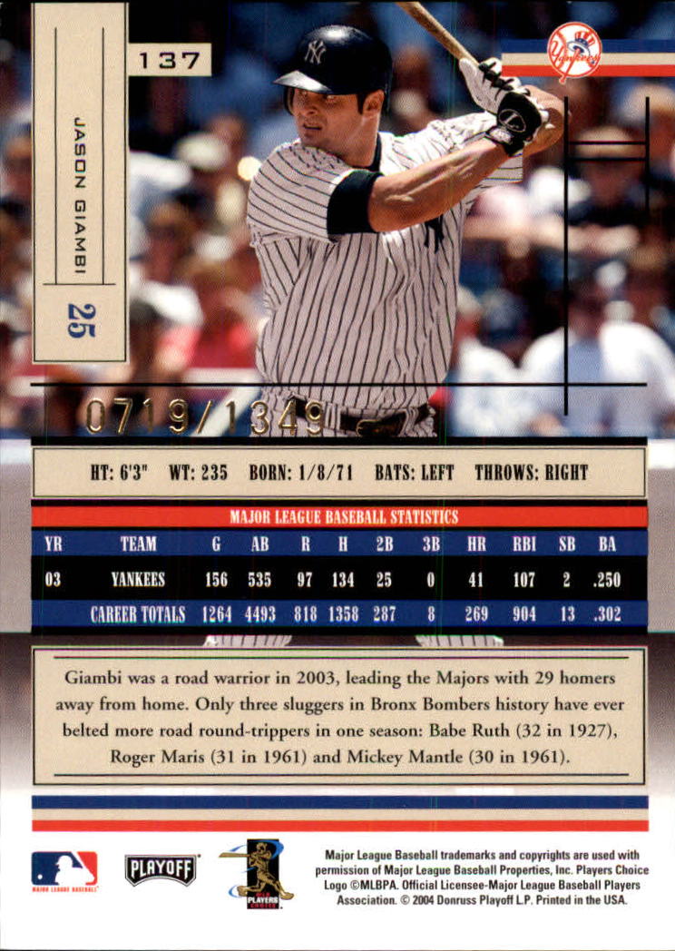 2004 Absolute Memorabilia Baseball "Main Set" Hobby Cards #1 to #250 - Picture 237 of 366