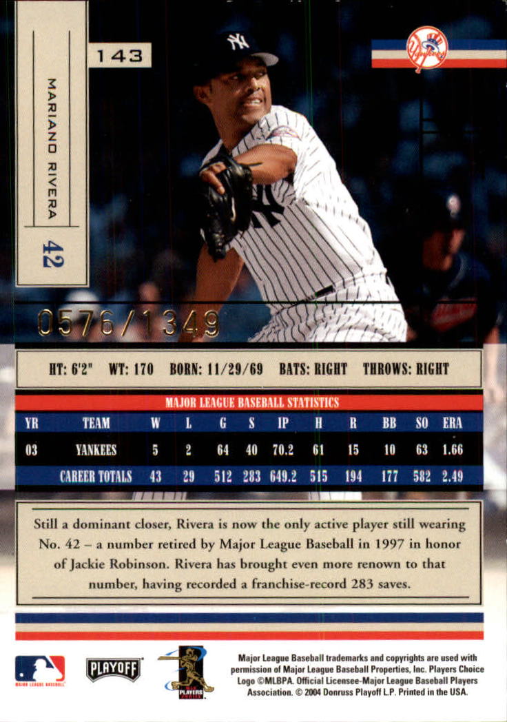 2004 Absolute Memorabilia Baseball "Main Set" Hobby Cards #1 to #250 - Picture 249 of 366