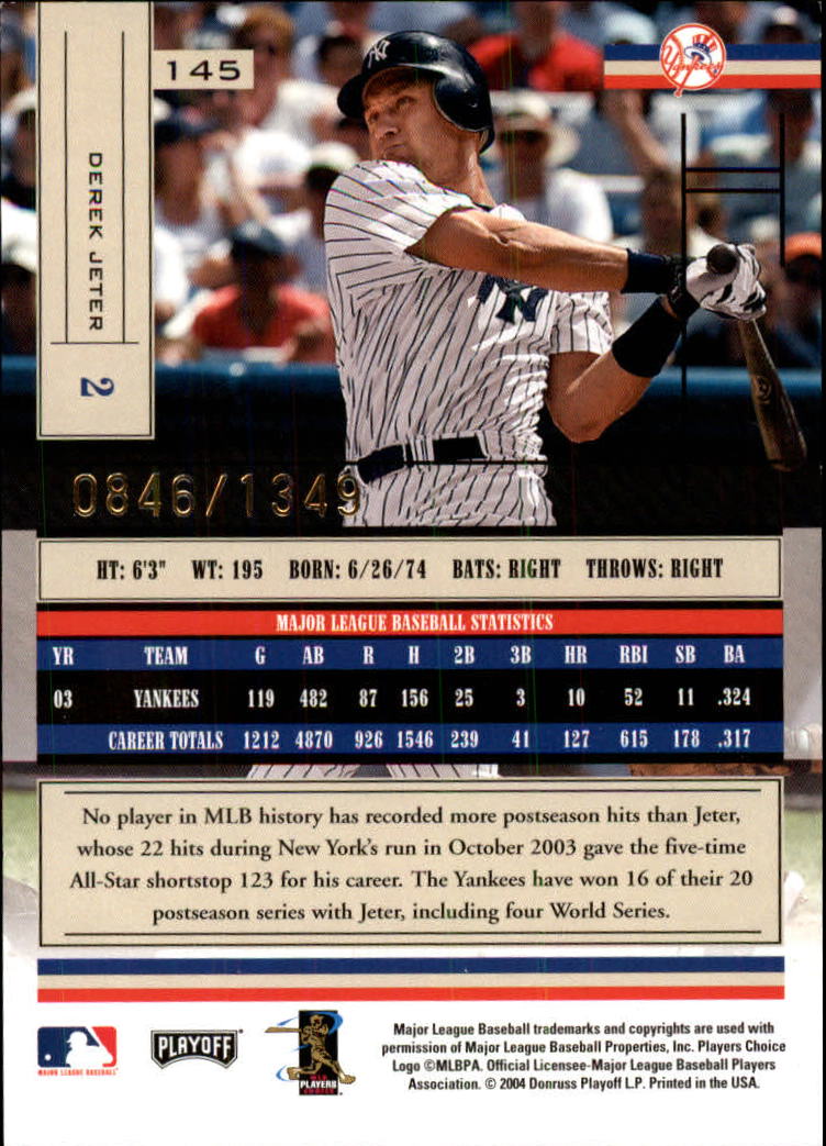2004 Absolute Memorabilia Baseball "Main Set" Hobby Cards #1 to #250 - Picture 253 of 366