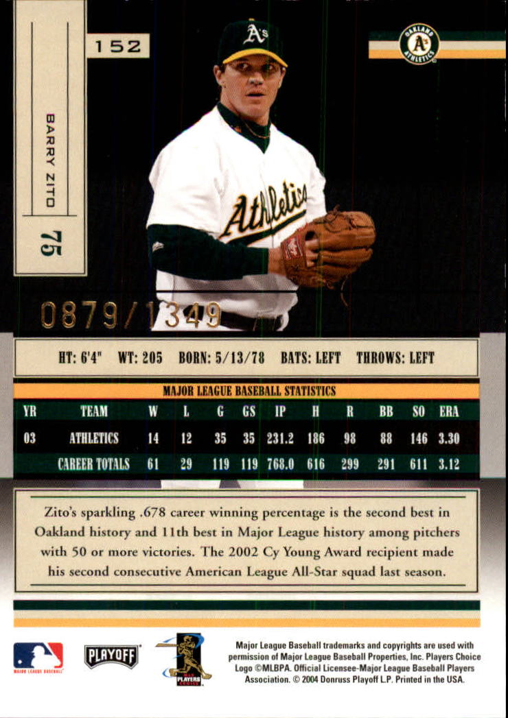 2004 Absolute Memorabilia Baseball "Main Set" Hobby Cards #1 to #250 - Picture 263 of 366