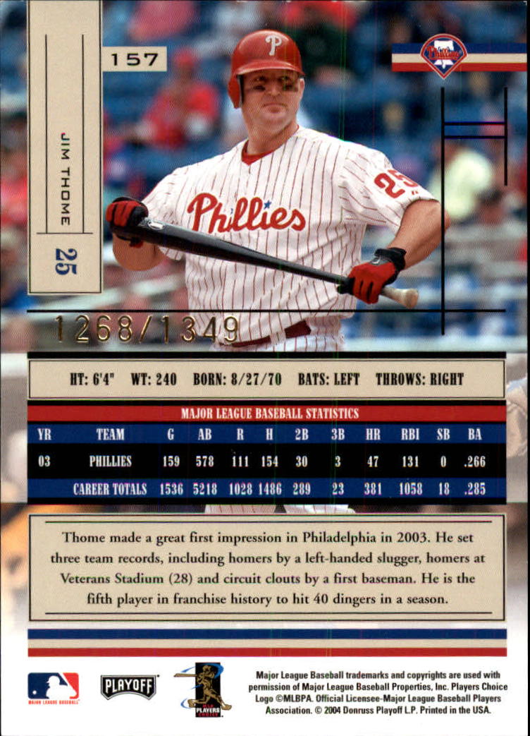 2004 Absolute Memorabilia Baseball "Main Set" Hobby Cards #1 to #250 - Picture 273 of 366