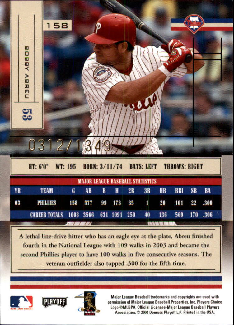 2004 Absolute Memorabilia Baseball "Main Set" Hobby Cards #1 to #250 - Picture 275 of 366