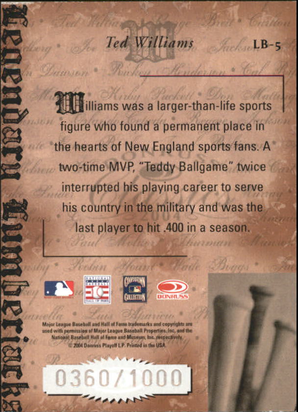 Tarjetas ""insertar e insertar paralelas"" de béisbol Donruss Classics 2004 - Imagen 13 de 123