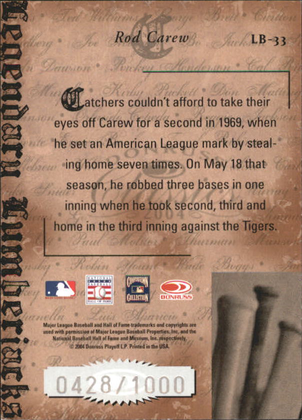 Tarjetas ""insertar e insertar paralelas"" de béisbol Donruss Classics 2004 - Imagen 37 de 123