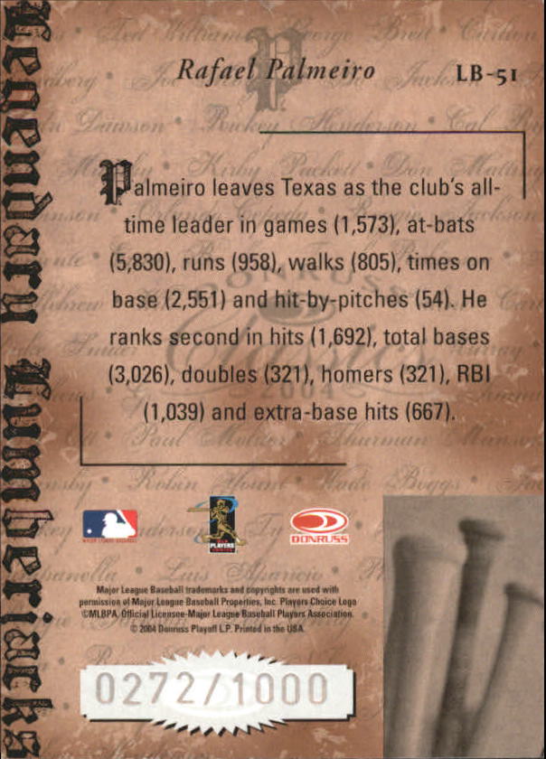 Tarjetas ""insertar e insertar paralelas"" de béisbol Donruss Classics 2004 - Imagen 57 de 123