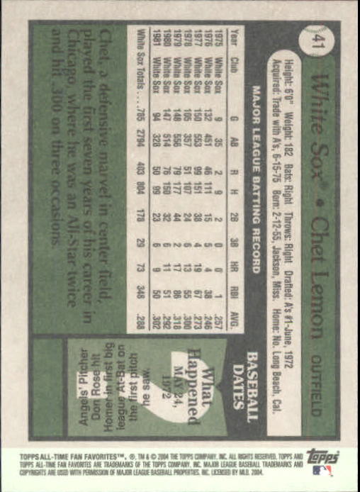 2004 Topps All-Time Fan Favorites Baseball - Picture 72 of 220