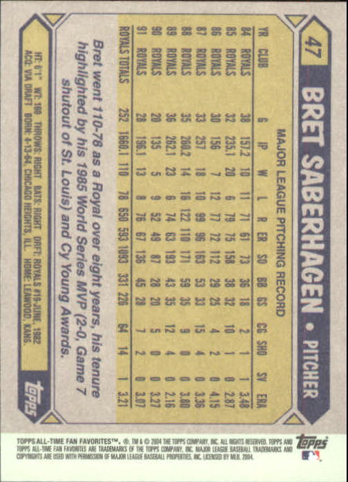 2004 Topps All-Time Fan Favorites Baseball - Picture 84 of 220