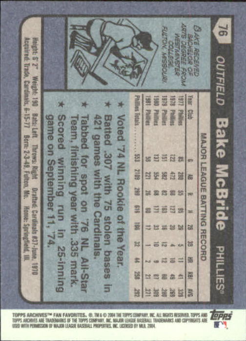 2004 Topps All-Time Fan Favorites Baseball - Picture 128 of 220