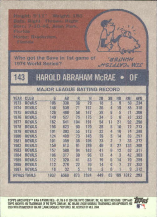 2004 Topps All-Time Fan Favorites Baseball - Picture 212 of 220