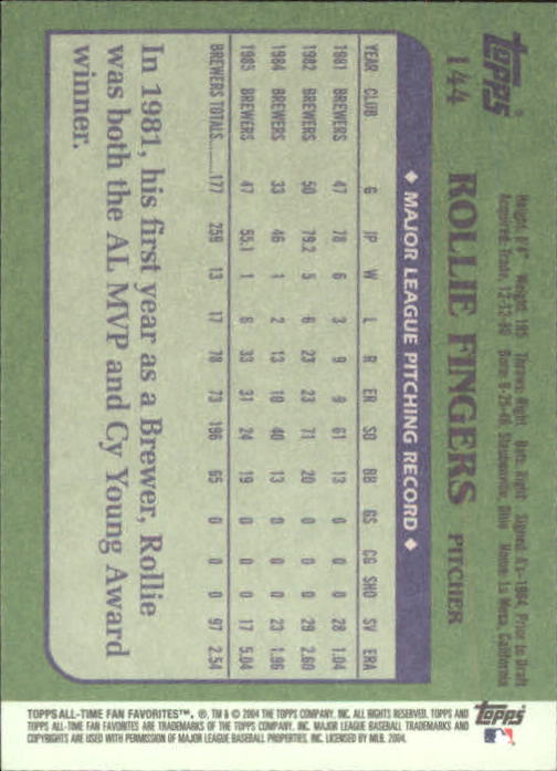 2004 Topps All-Time Fan Favorites Baseball - Picture 214 of 220