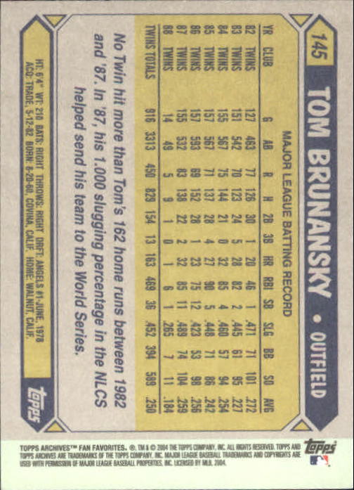 2004 Topps All-Time Fan Favorites Baseball - Picture 216 of 220