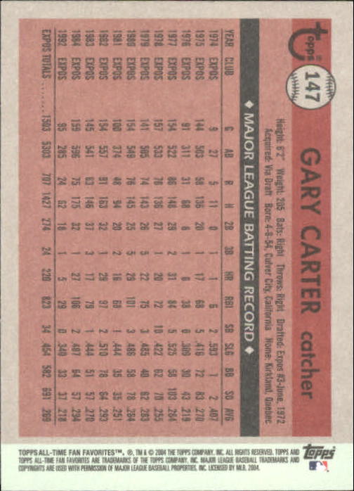 2004 Topps All-Time Fan Favorites Baseball - Picture 218 of 220
