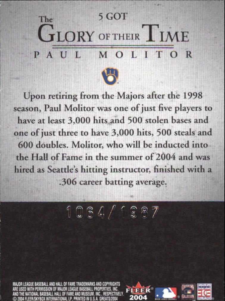 2004 Greats of the Game (Fleer) Baseball "Insert" Cards - Picture 29 of 57