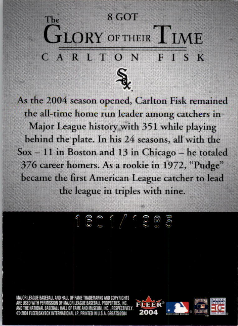 2004 Greats of the Game (Fleer) Baseball "Insert" Cards - Picture 33 of 57