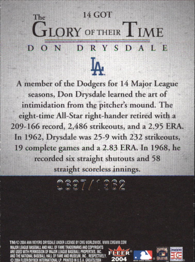 2004 Greats of the Game (Fleer) Baseball "Insert" Cards - Picture 39 of 57