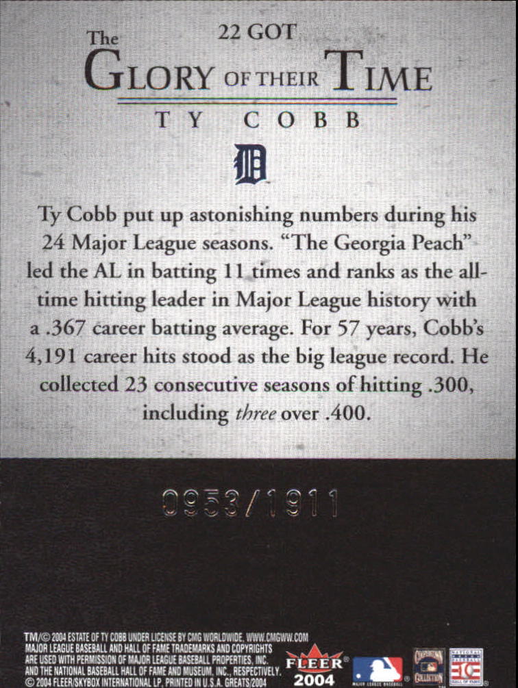 2004 Greats of the Game (Fleer) Baseball "Insert" Cards - Picture 47 of 57