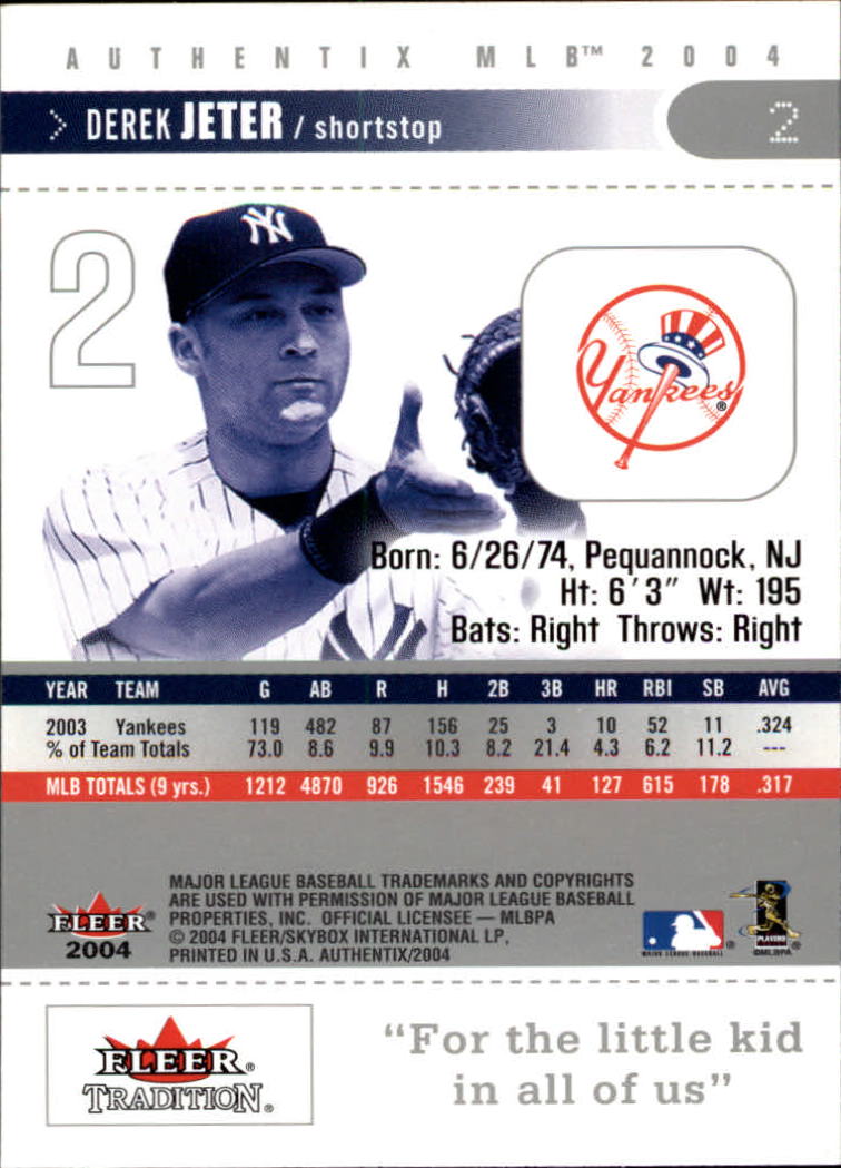 2004 Fleer Authentix Baseball "Main Set" Cards - Picture 5 of 199