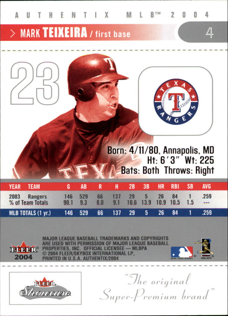 2004 Fleer Authentix Baseball "Main Set" Cards - Picture 9 of 199