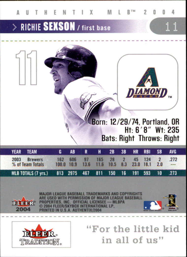 2004 Fleer Authentix Baseball "Main Set" Cards - Picture 23 of 199