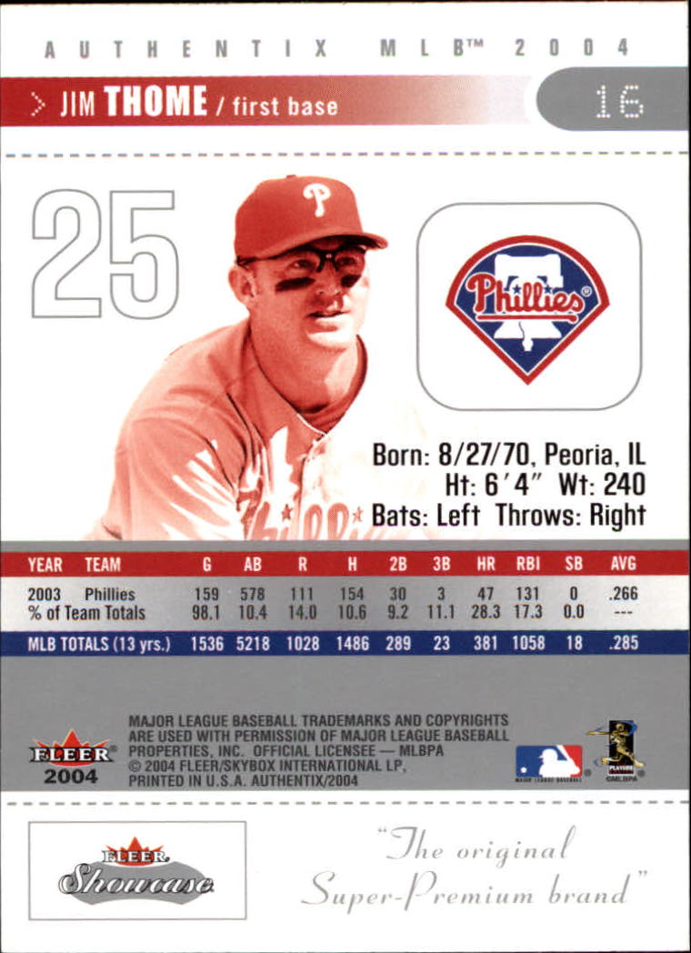 2004 Fleer Authentix Baseball "Main Set" Cards - Picture 33 of 199