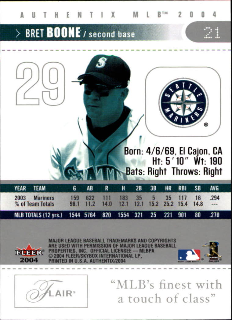 2004 Fleer Authentix Baseball "Main Set" Cards - Picture 43 of 199