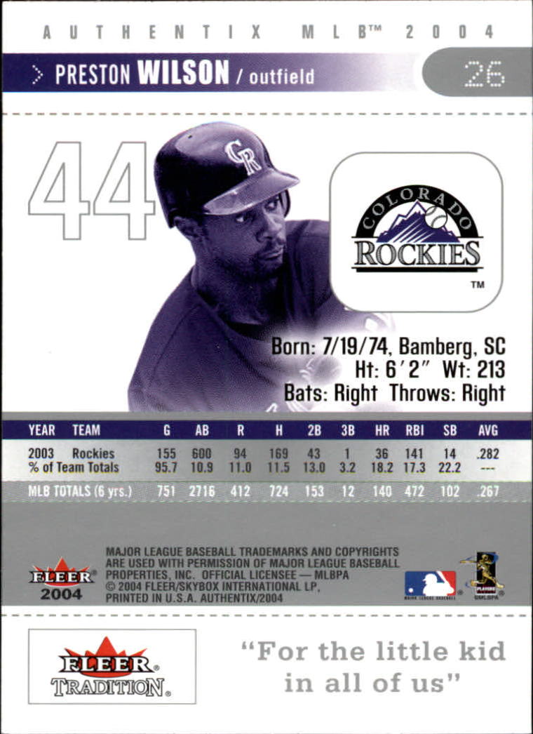 2004 Fleer Authentix Baseball "Main Set" Cards - Picture 53 of 199