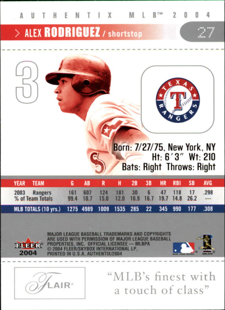 2004 Fleer Authentix Baseball "Main Set" Cards - Picture 55 of 199